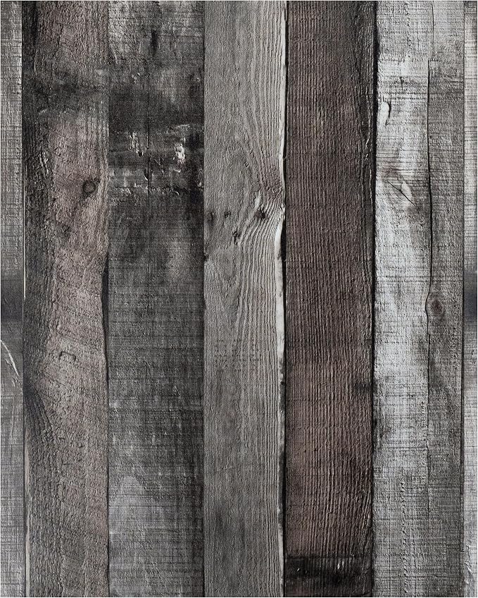 Yun-aeon Natural Wood-Dark Grey Contact Paper Peel and Stick Wallpaper | 17.3"x 200"Self Adhesive Removable Vintage Faux Wood Wall Paper Plank Shelf Home Decoration Kitchen Counter Cover by YUN-aeonPeelandStickWall