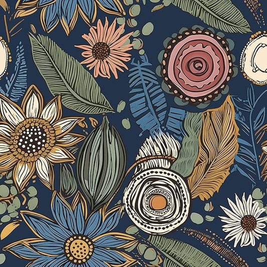 Laatse Boho Wallpaper Peel and Stick 17.5"x118", Navy Blue Contact Paper | Self Adhesive/Removable/Waterproof/Thick Vinyl Wall Paper for Bathroom Bedroom Shelf Cabinet Drawer,Prepasted,Easy Peel by Laatse