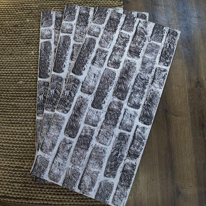 Dundee Deco 3D Wall Panels Faux Brick - Cladding, Charcoal White Stone Look Wall Paneling, Styrofoam Facing for Living Room, Kitchen, Bathroom, Balcony, Bedroom, Set of 10, Covers 54 sq ft - Image 4