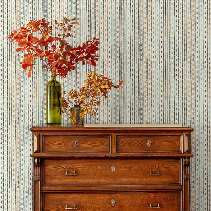 Main Street Peel and Stick Wallpaper Sheets, Woven Stripe, 12-Pack | 11 x 16 in sheet size; Covers up to 14.67 sq ft; Eco-friendly paper material; No paste or additional adhesive required - Image 4