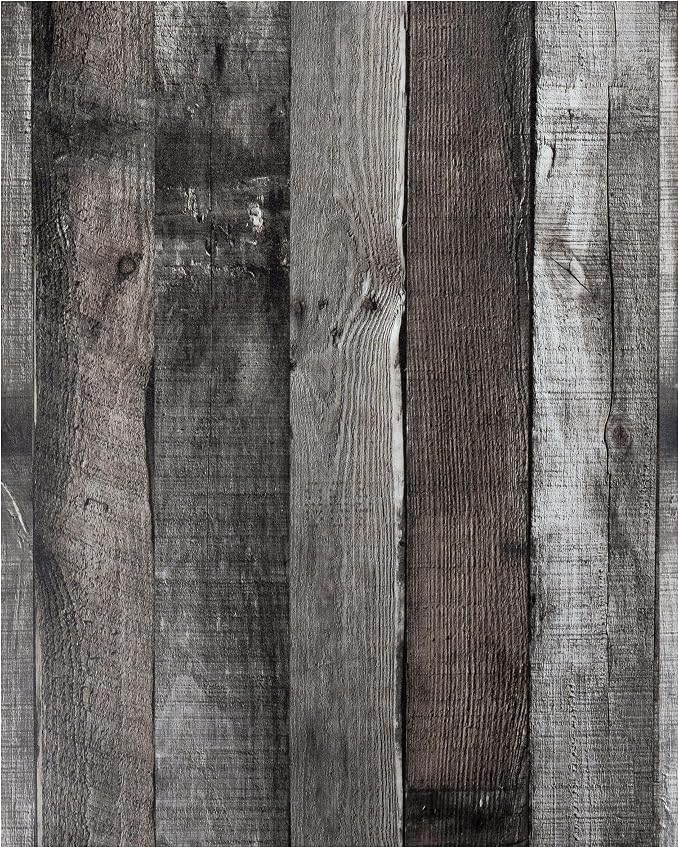 Yun-aeon Natural Wood-Dark Grey Contact Paper Peel and Stick Wallpaper | 34.6"x 480"Self Adhesive Removable Vintage Faux Wood Wall Paper Plank Shelf Home Decoration Kitchen Counter Cover by YUN-aeonPeelandStickWall