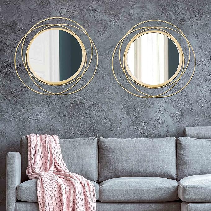 2 Set Circle Mirrors for Wall Decor Living Room Bedroom Entryway - Image 3