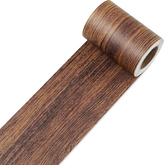 Decotalk Wallpaper Border Peel and Stick 3"x590" Wood Contact Paper Border Wood Grain Wall Border for Bathroom Waterproof Removable Wallpaper Border Brown Wood Contact Paper Sticker for Walls by Decotalk