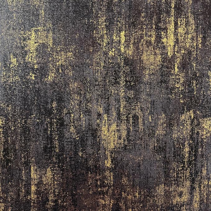 JiffDiff Vintage Metallic Peel and Stick Wallpaper Self Adhesive Industrial Metallic Concrete Wall Paper Modern Stick on Wallpaper Contact Paper(17.3" x 120" Black Gold) by wallpaper