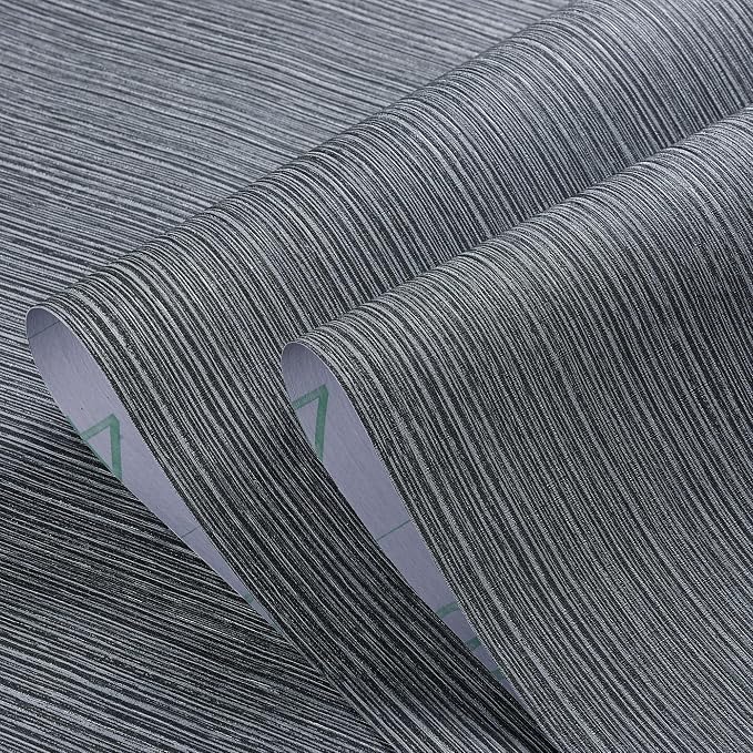 Haimin Grasscloth Wallpaper Textured 24in X 393in Fabric Contact Paper Gray Wall Paper Textured Linen Wallpaper Peel and Stick Self-Adhesive Thick Vinyl Embossed Film Wallpaper (Gray) - Image 8
